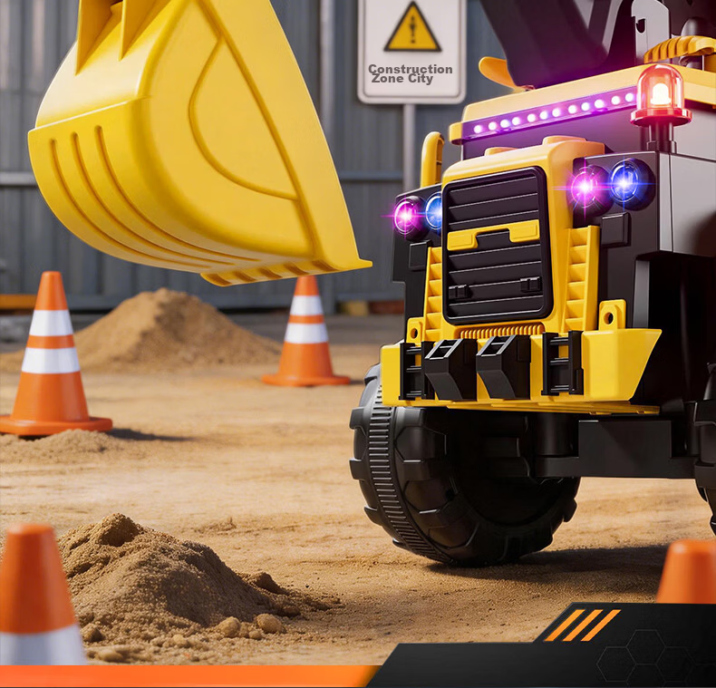 Kids Excavator Toy Car for Boys and Girls, Ride-On Remote Control Electric Digging Construction Vehicle 7