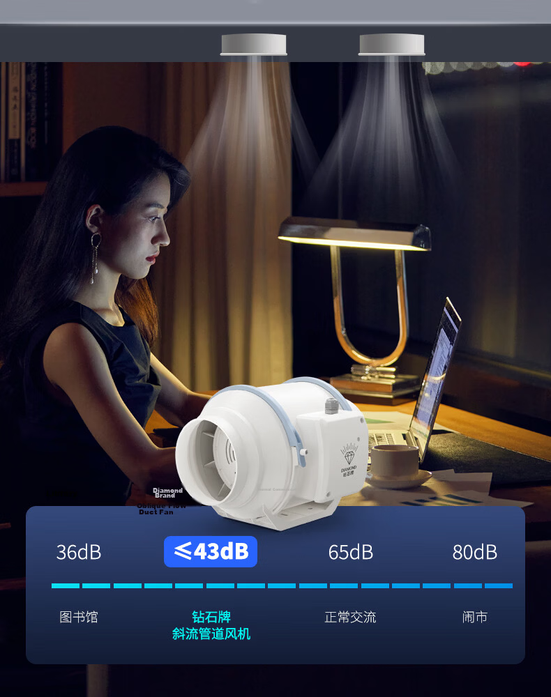 DIAMOND Duct Fan Ventilator Silent Industrial Axial Flow Booster Kitchen Bathroom Powerful Exhaust Fan 6-Inch Plug-in Single Speed Model 10