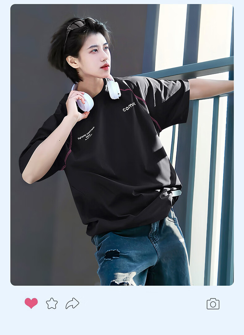 CAMEL Quick-Dry T-Shirt Casual Short Sleeve Men's Summer New Loose Fit Crew Neck Outdoor Sports Running Top 4
