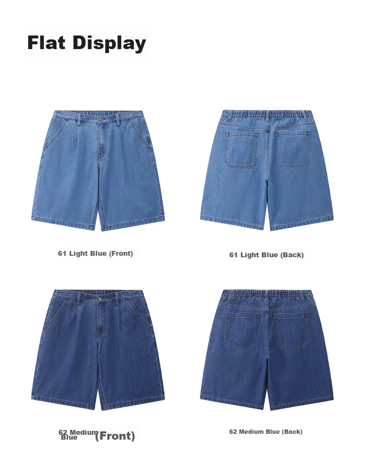 Giordano Men's New Soft Denim Straight Leg Pants Washed Semi-Elastic Waist Denim Shorts 13106306 19