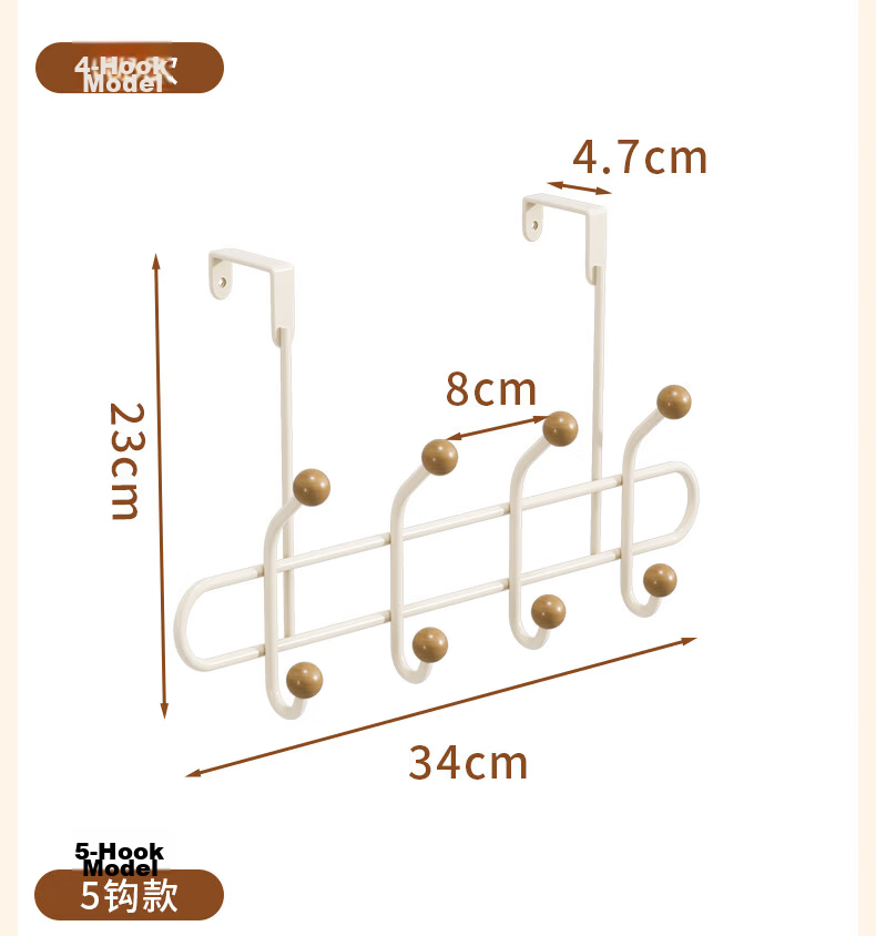 Baicaoyuan Double-Layer Door Hook Rack No-Drill Over-the-Door Storage Rack with 10 Hooks for Bedroom and Bathroom 14