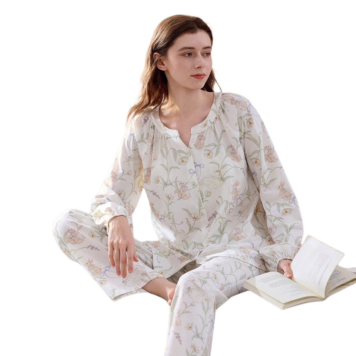 JOYNCLEON Maternity Pajamas Spring Summer 1-7 Months Tencel Cotton Nursing Sleepwear for Pregnant Women XL Jyz206095