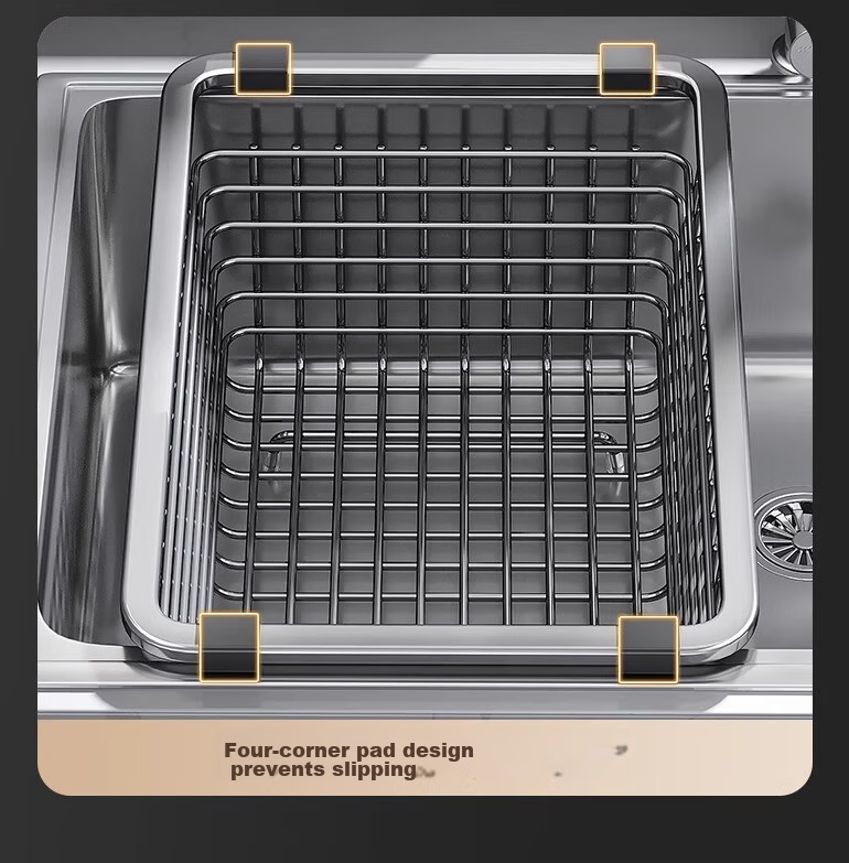MUYA Stainless Steel Kitchen Sink Draining Rack Expandable Vegetable Strainer Basket 27