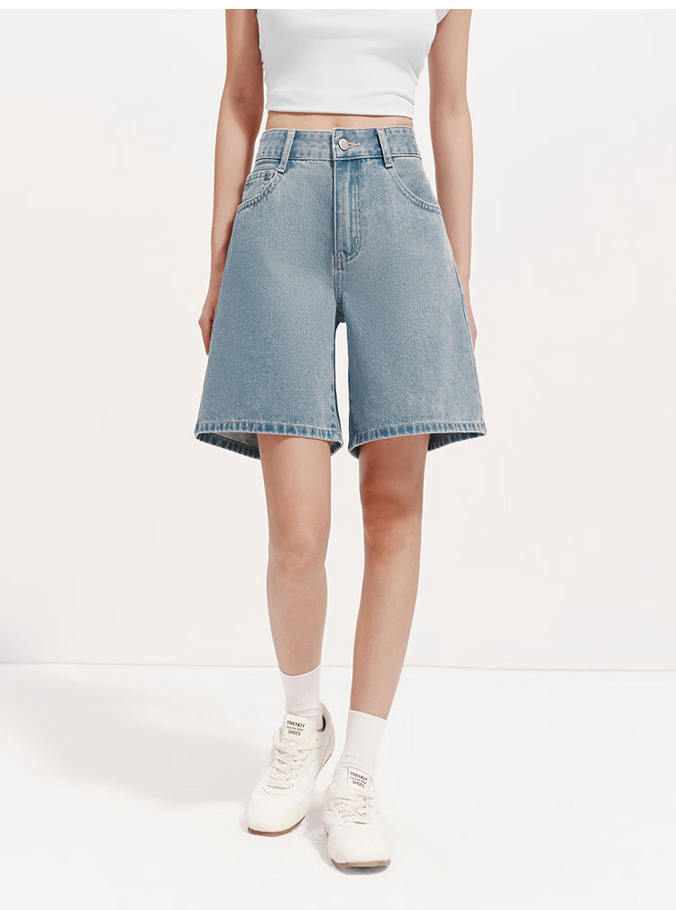 Semir Women's Summer Cool Antibacterial Vintage Slimming A-Line Straight-Leg Jeans 2027 Retro Loose Trendy Shorts 27