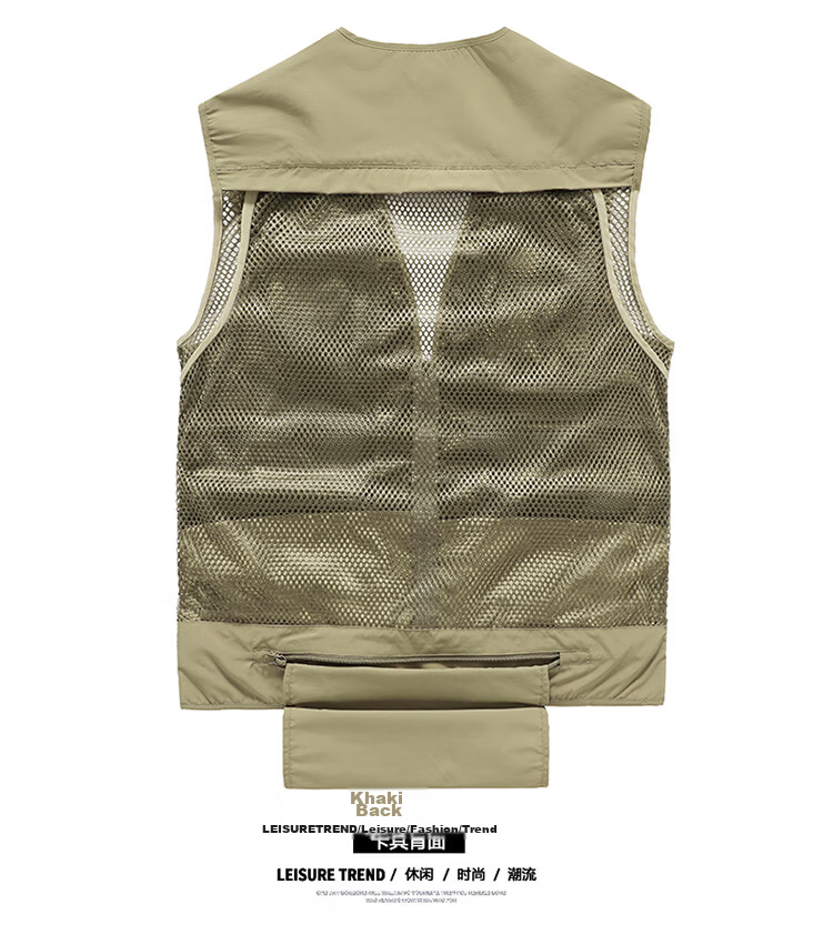 JEEP SPIRIT Men's Work Vest Spring Autumn Fishing Photography Multi-Pocket Jacket Black M 9