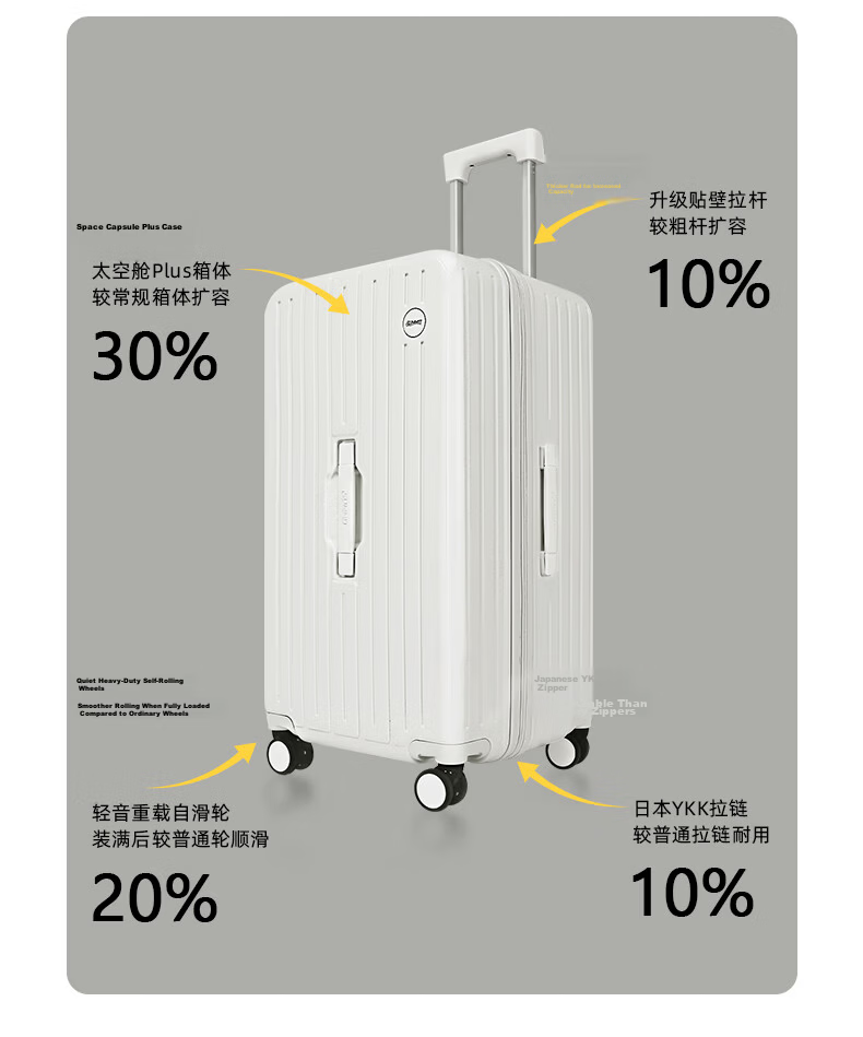 SUMMIT Luggage, 26-Inch Trolley Suitcase, Pure PC Material, Trunk 37, Wet And Dry Separation, PC2519 Black 8