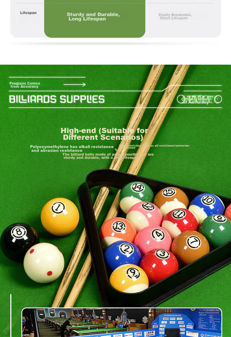 Zhundu Silver Award Pool Ball, English Snooker Standard Pool Ball, Crystal Ball, Pool Table Accessories, 8A Black Diamond 5