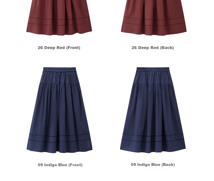 Giordano Women's 2026 Summer Cotton Patchwork Hollow Out Elastic Waist A-Line Skirt 13466211 20