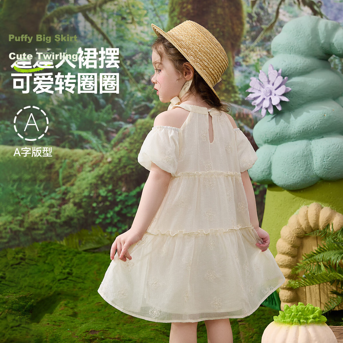 ASK JUNIOR Children's Summer Dress, Toddler Ruffle Spaghetti Strap Dress, Girls' Princess Dress, Cake Skirt 4