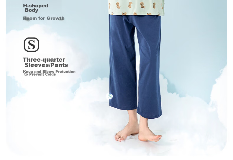 YING BO LUN Youth Pajamas, Spring And Summer Thin Style, Boys' Home Wear, for Middle And High School Students, Air Conditioning Clothing, 20813 Water Blue, Size 175 10
