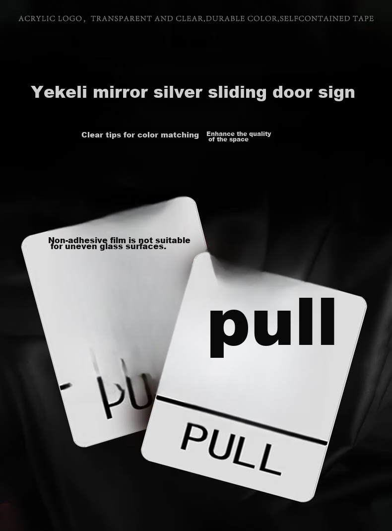 Modouyu Acrylic Sliding Door Sticker, Shop Glass Door Supermarket Entrance Sliding Sign, Warm Reminder Push-Pull Sticker, 10*8cm 1