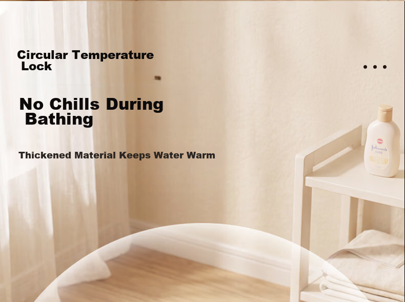 Rikang Baby Bath Tub Foldable Electronic Temperature Sensing Bath Tub with Bath Net RK-X1048-3 Light Orange 7