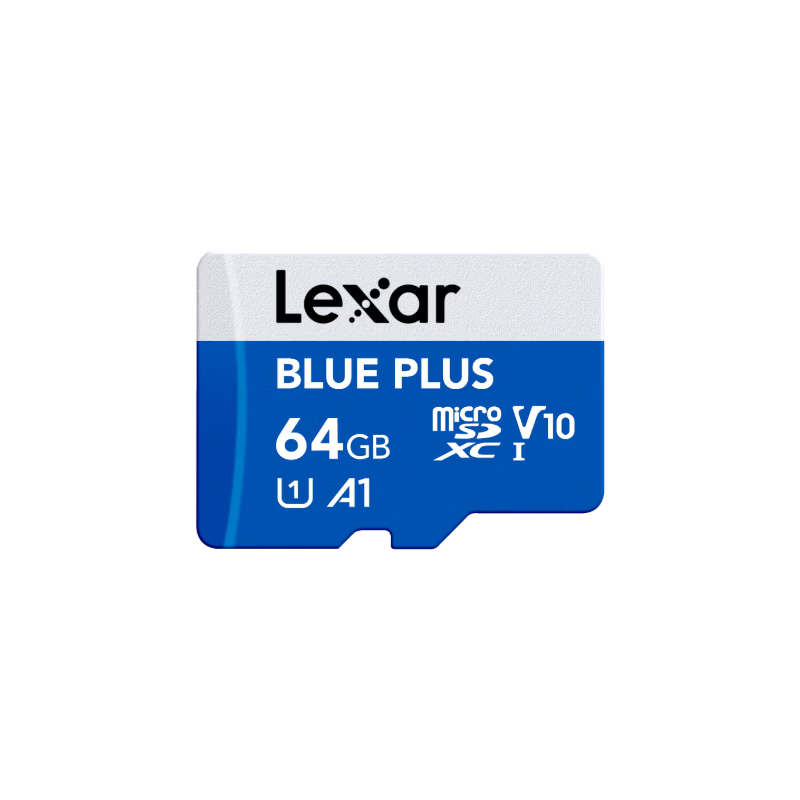 Lexar 64GB TF (MicroSD) Memory Card V10 A1 100MB/s Read Tablet Surveillance Video Recording Card Smooth HD Video Recording (Blue Card Plus)
