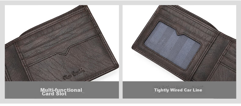 Pierre Cardin Men's Short Wallet First Layer Cowhide Multifunctional Card Holder Fashion Business Leather Birthday Gift for Men 8
