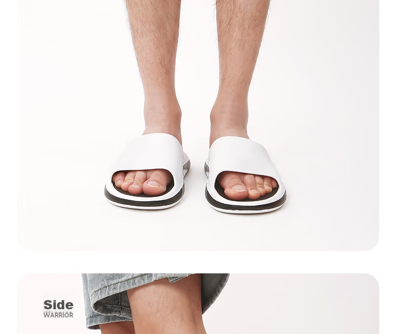 Warrior Official Men's Slippers 2026 Summer Non-Slip Wear-Resistant Slide Sandals White Black Model A Size 42-43 15