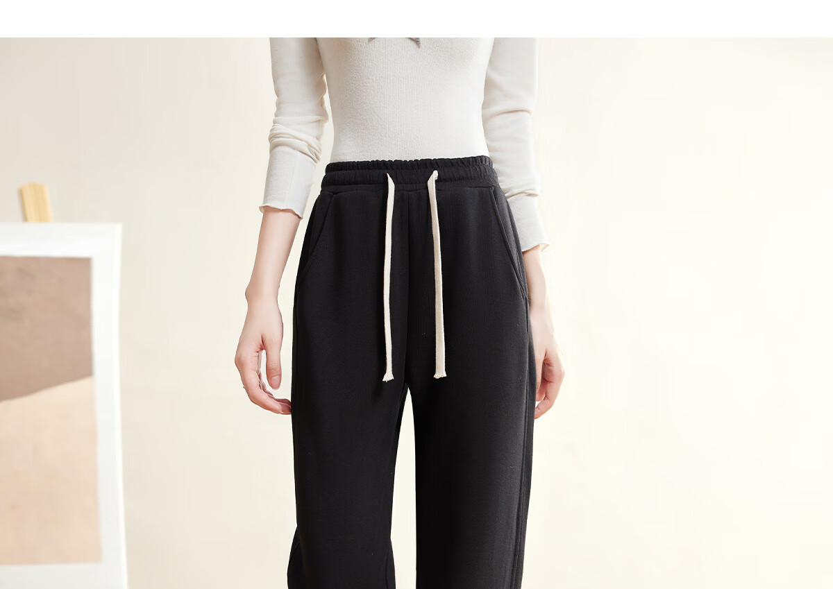 Halo Queen Women's Casual Pants with Drawstring Elastic Waist And Tapered Leg for Spring And Autumn, Fashionable Versatile Loose-Fitting Sweatpants, New Product H143R1007 16