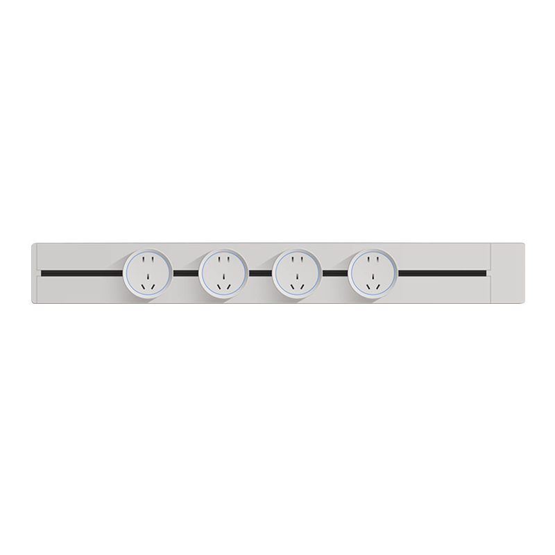 PNTU Slim Track Socket Surface-Mounted No Slot Required, 8000W High Power Sliding Rail Track Mobile Sideboard Guide Rail 60cm + 4 Adapters Pearl White