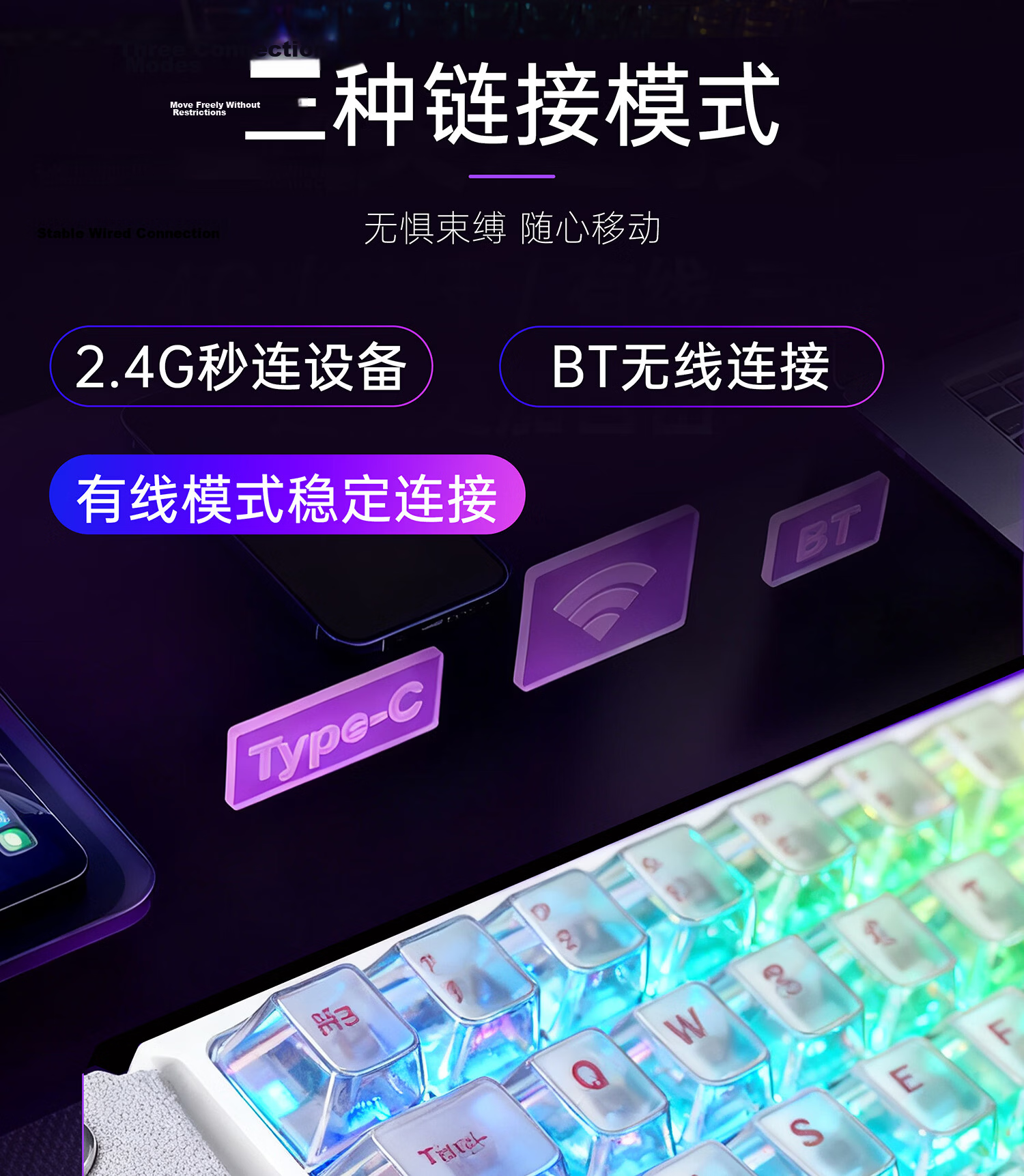 AULA MINI60HE Magnetic Axis Keyboard Wireless Wired Bluetooth Tri-mode RT Esports Custom Mechanical Keyboard Valorant MINI60HE MAX Lingyun Axis White Mist Translucent 11