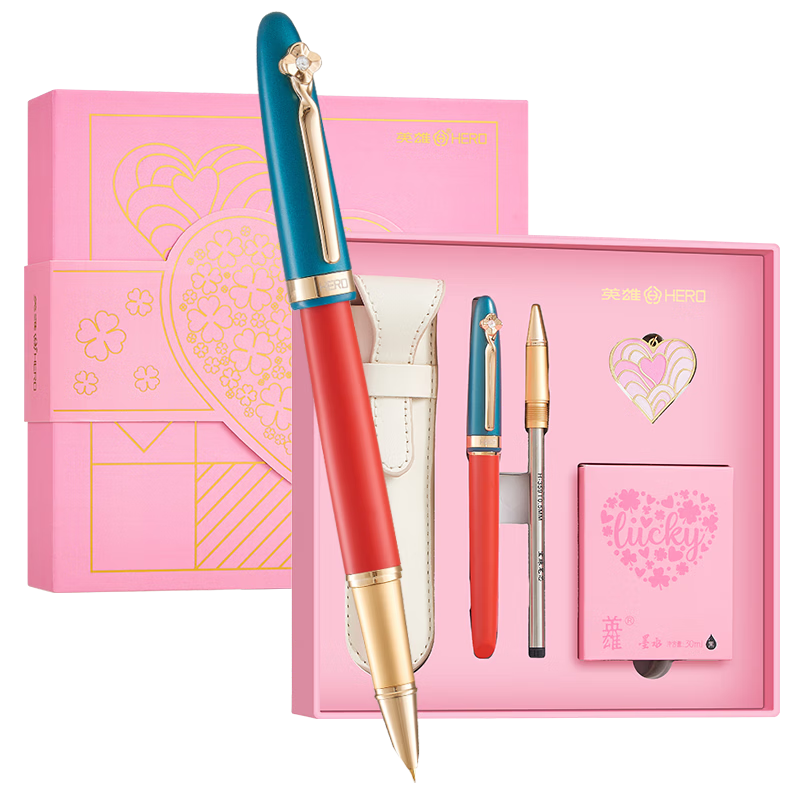 HERO Fountain Pen Gift Box High-End Graduation Gift for Women 5069 Ink Set Business Birthday Gift for Girlfriend Yingsong Red