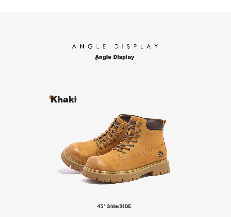 CAMEL [Shanyue] Women's Work Boots, Trendy Thick-Soled Martin Boots, L25W076018A, Khaki (Suede), Size 36 70