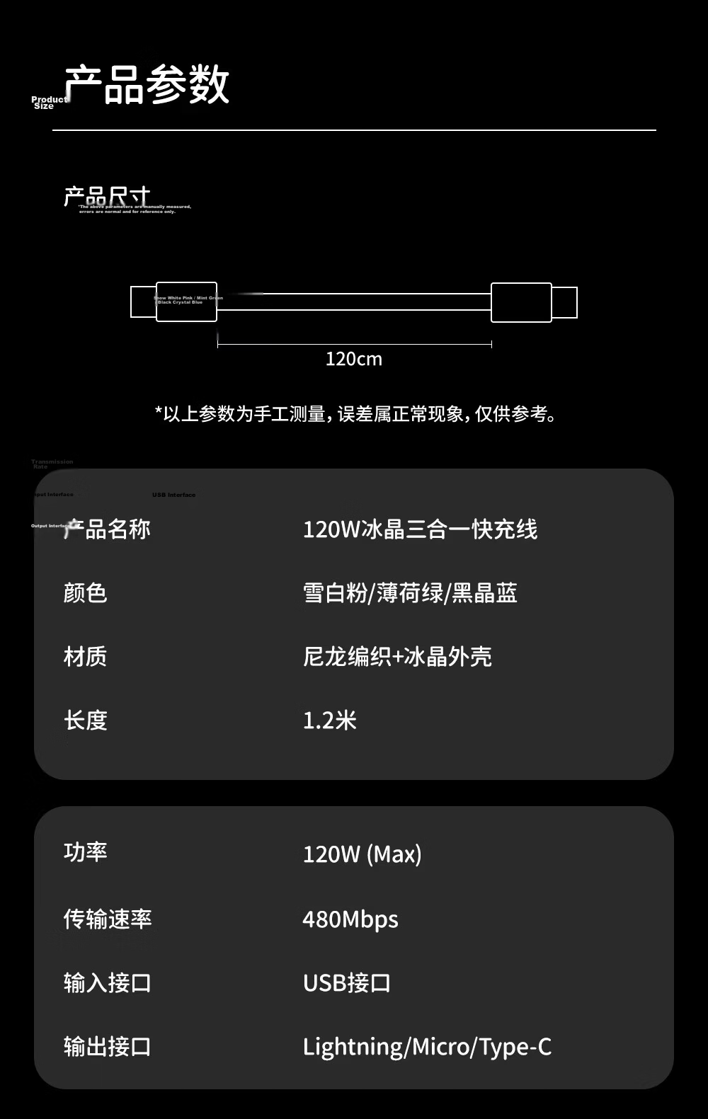 Beimo 3-in-1 Fast Charging Data Cable 120W Type-C Charger Cable Compatible with iPhone 17 Pro Max/16 Huawei/Xiaomi Car Charger 2m 8