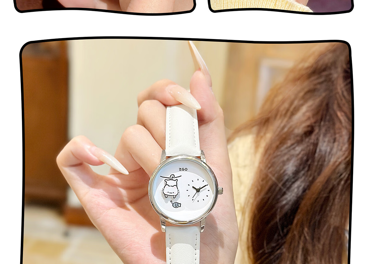 ZGO Women's Watch for Students, Cute Cat Design, Minimalist Style, High-Quality, Back-to-School Gift for Middle and High School Girls 18
