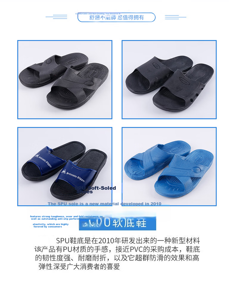 Laobaojia SPU Anti-Static Shoes Cleanroom Dust-Free Shoes Dustproof Non-Slip Durable Black Cross Pattern Size 36 5