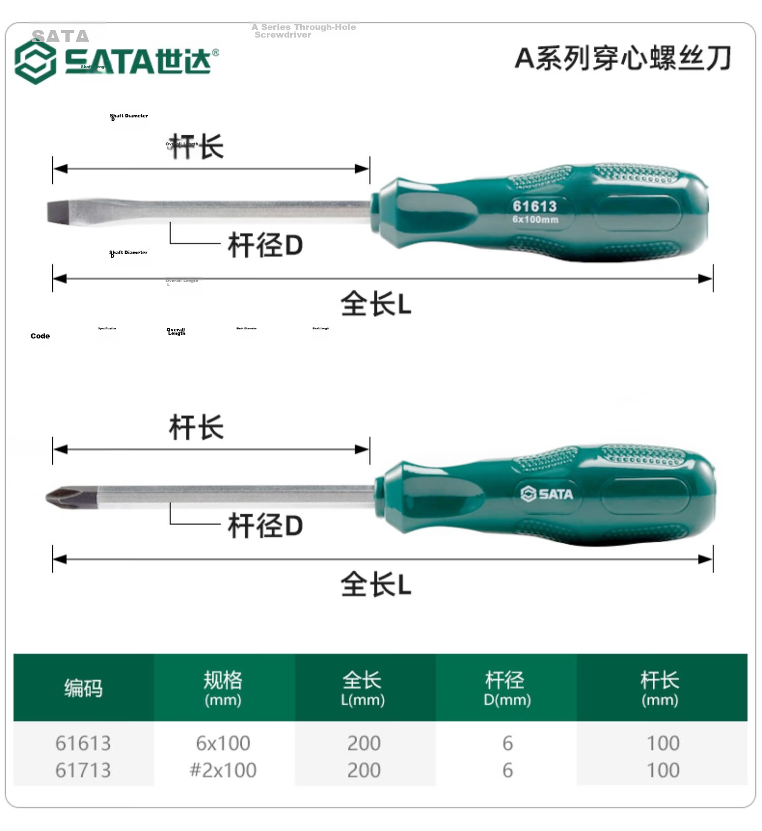 SATA 62309 Series A Phillips Screwdriver #1x150MM 13