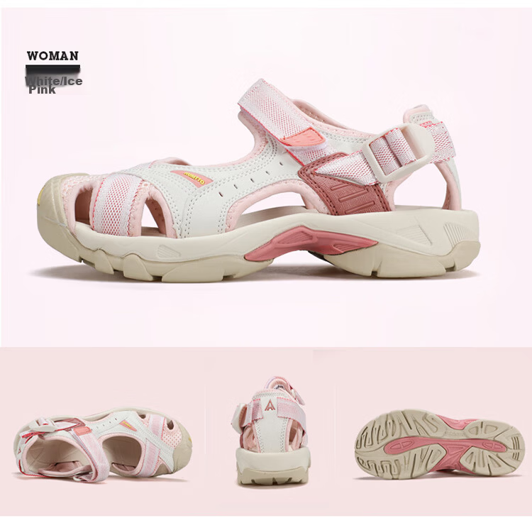 HUMTTO Summer Beach Sandals, Hole Shoes, Outdoor Hiking, Stream Tracing, Closed-Toe Sports Sandals for Women, Beige/dark Green, Size 35 14