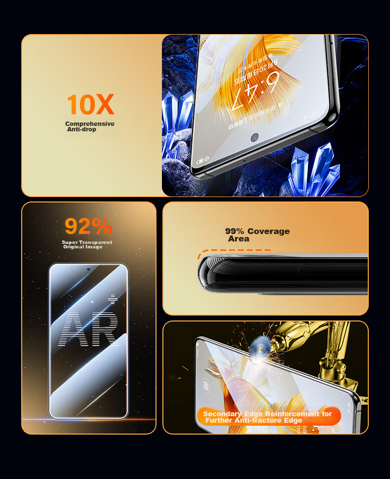 Baouzou [2-Pack - Damage Compensation] Tempered Glass Screen Protector for Huawei Mate50 Huawei Mate50E Full Coverage HD Anti-Fingerprint Anti-Drop Anti-Shatter Edge Glass Film 4