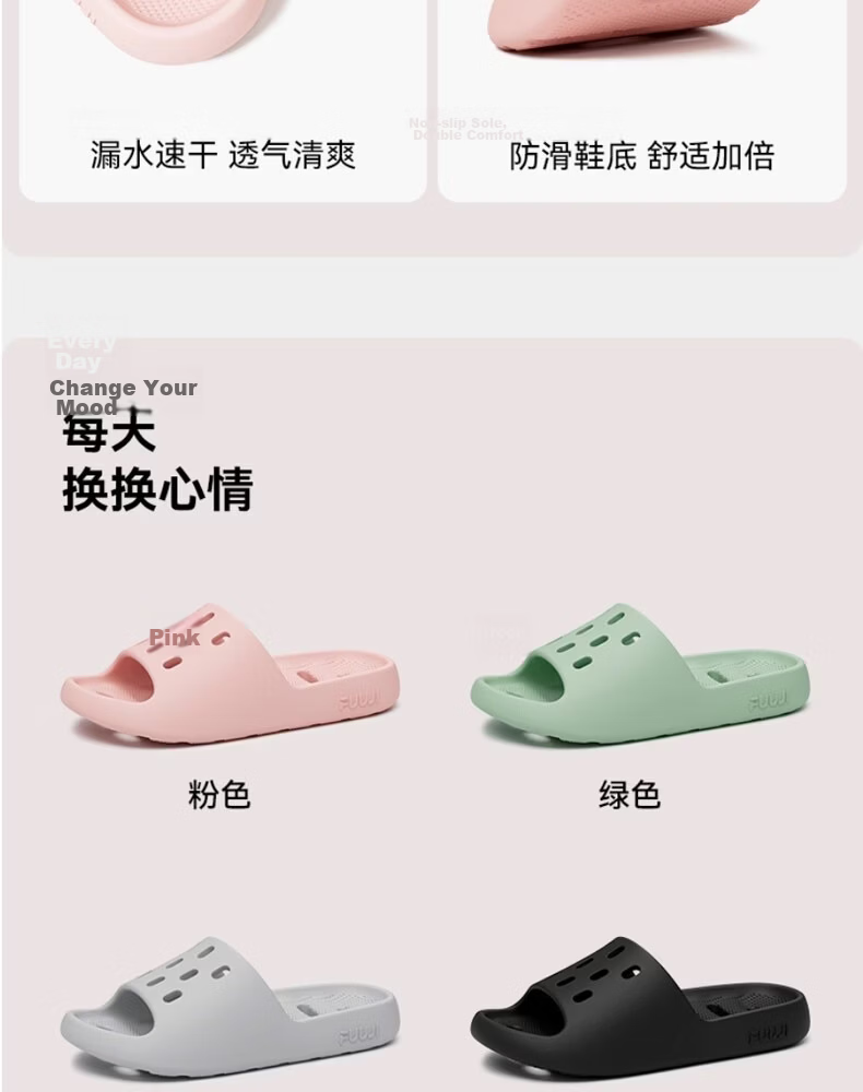 FUUJI Quick-Dry Breathable Drainage Slippers for Men and Women, Hollow Anti-Slip Shower Sandals FJ8915 Black Size 42-43 17