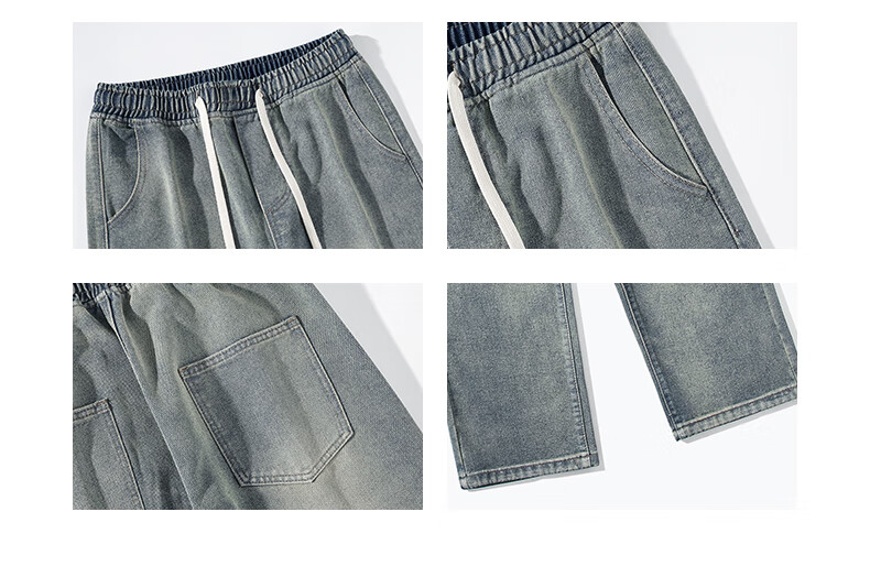 Foss Phil Men's Jeans, Spring And Summer Straight-Leg Wide-Leg Versatile American-Style Trendy Casual Pants Y06 Nostalgic Blue 2XL 12