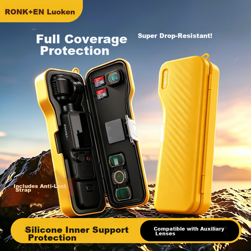 Loken Pocket4/3 Dedicated DJI Integrated Extended Full-Cover Portable Storage Case Flip Filter Slot Scratch-Resistant Shockproof Protective Cover Accessory