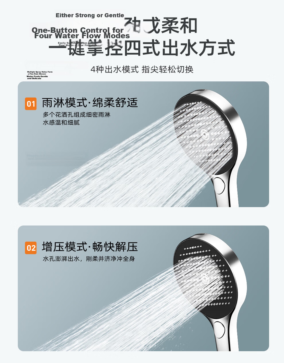 Oppein High-Pressure Shower Head Handheld Single-Head Shower Sprayer PD9404 11