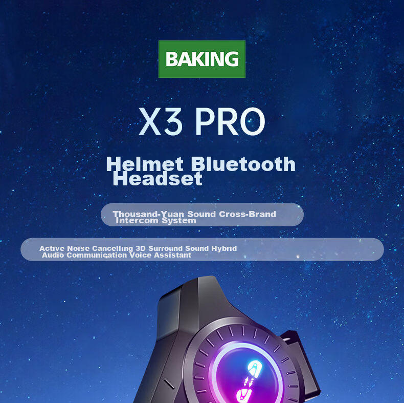 Baking Motorcycle Helmet Bluetooth Earphones Deep Bass Full Face Half Face Riding Cross-Brand Multi-Person Intercom Waterproof Noise Cancelling Long Distance Riding Earphones 1