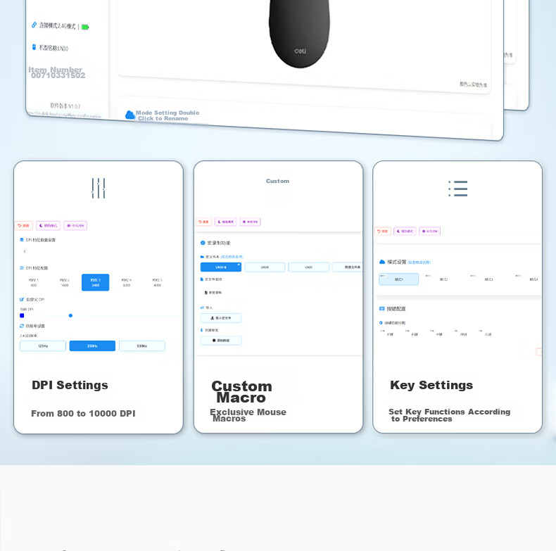 Deli Wireless Mouse Rechargeable Lightweight Ergonomic Portable Office Mouse for Laptop Desktop All-in-One 10000DPI Black LN30 13