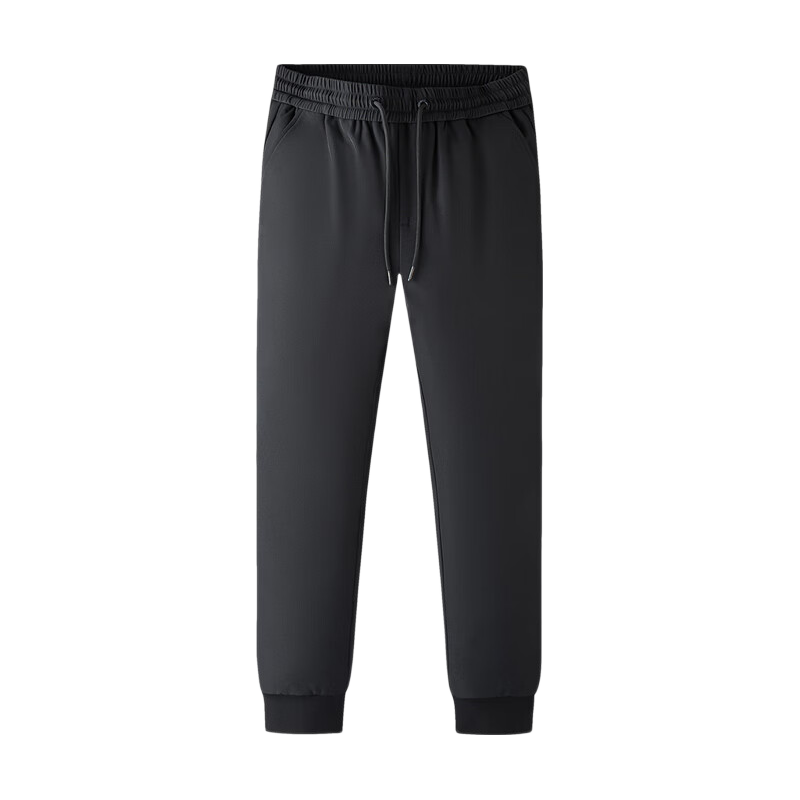 Yalu Men's Winter Thickened Casual Long Pants, Fleece-Lined Trousers, Warm Goose Down Pants with Elastic Cuffs