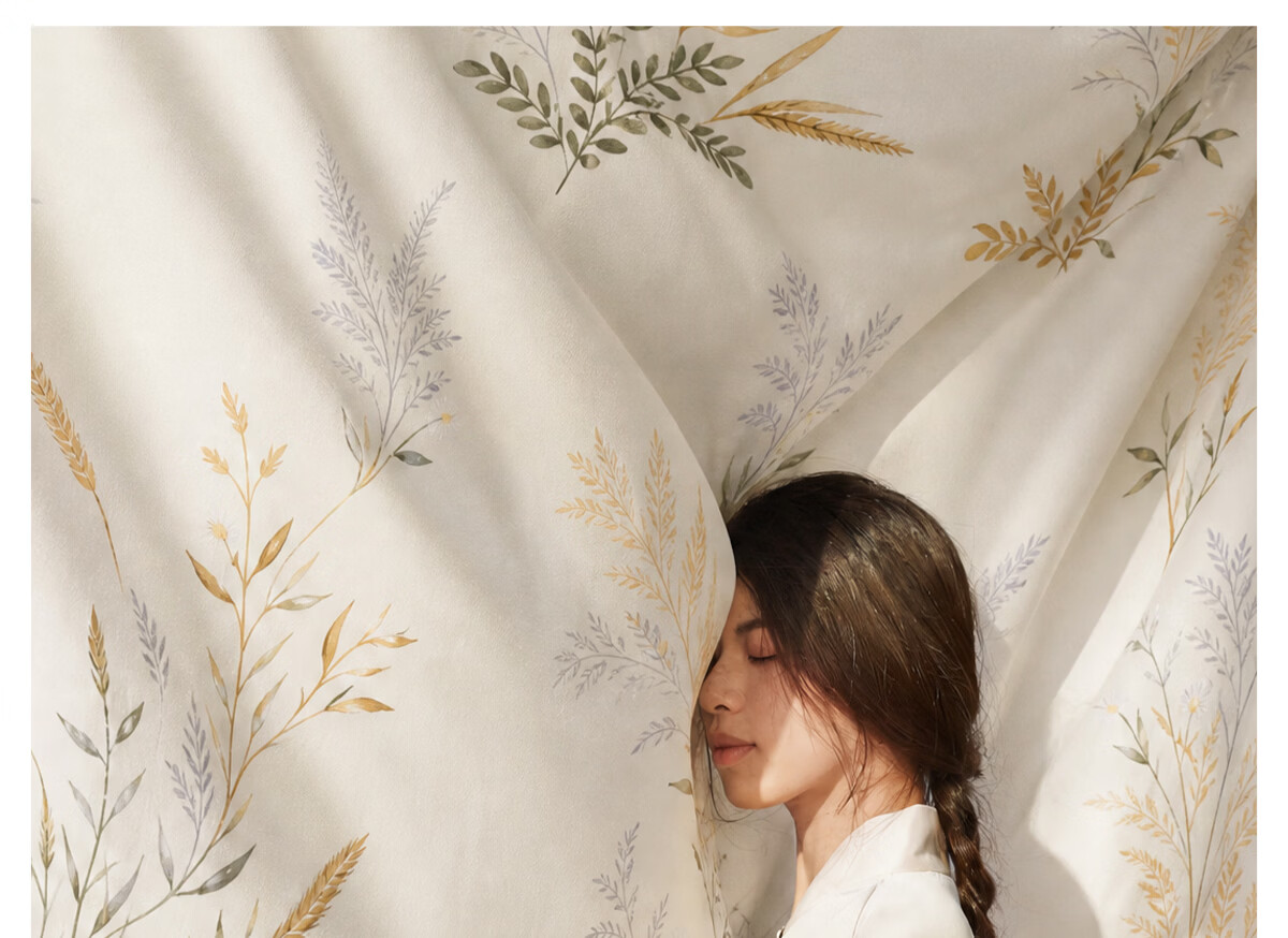 LOVO Luolai Pure Cotton Four-Piece Bedding Set with Twill Bedsheet And Duvet Cover, Double Bed Linen, 220*240cm, Beige 15