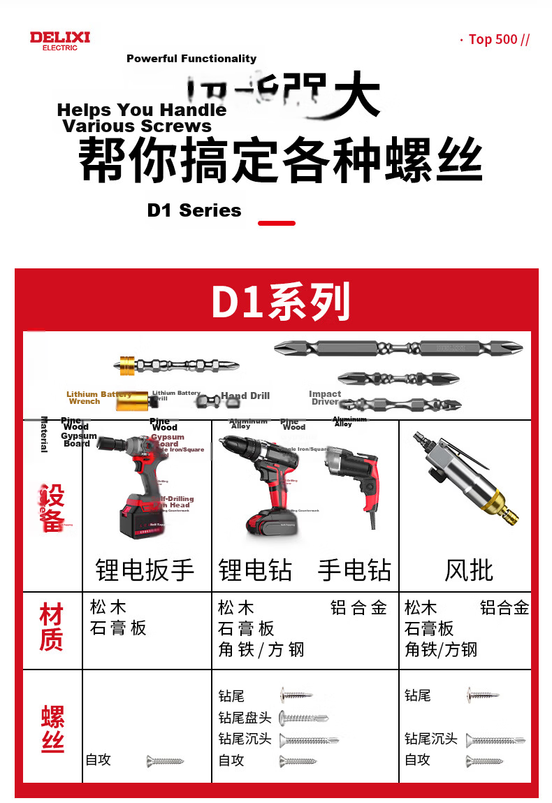 DELIXI Cross-Head Anti-Slip Strong Magnetic Electric Screwdriver Set High Hardness Hand Drill [Alloy Steel - Set] 18