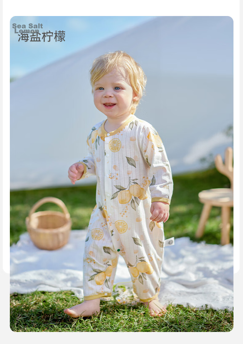 OUYUN [Plant Fiber] Baby Summer Long Sleeve Thin Romper Outfits Little Rabbit and Deer 73 25