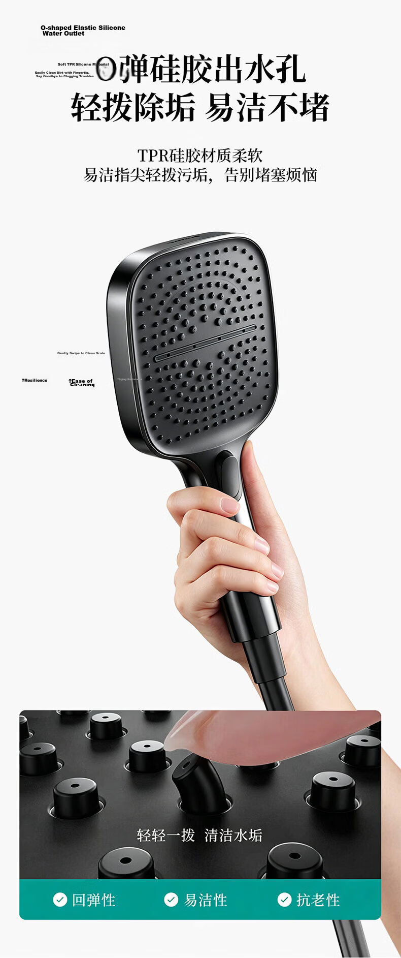 JROR Seiko High-Pressure Shower Head Single Spray Bathroom Shower Sprayer Bath Showerhead 10