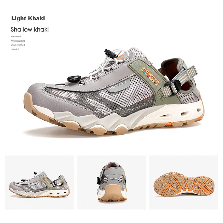 HUMTTO Summer Outdoor Creek Shoes Breathable Mesh Hiking Shoes for Men Comfortable Mesh Water Shoes Light Khaki Size 43 12