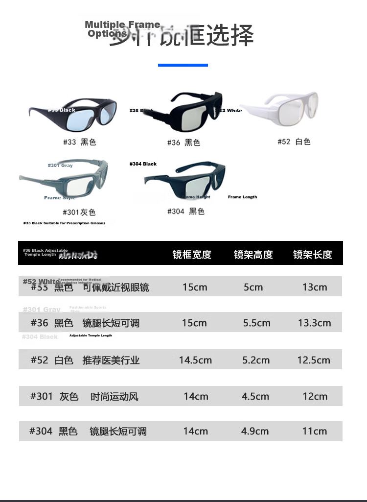 Leipin Technology Photonic Therapy Protective Goggles Strong Pulsed Light Protection 200-1800nm LP-IPL#52 7