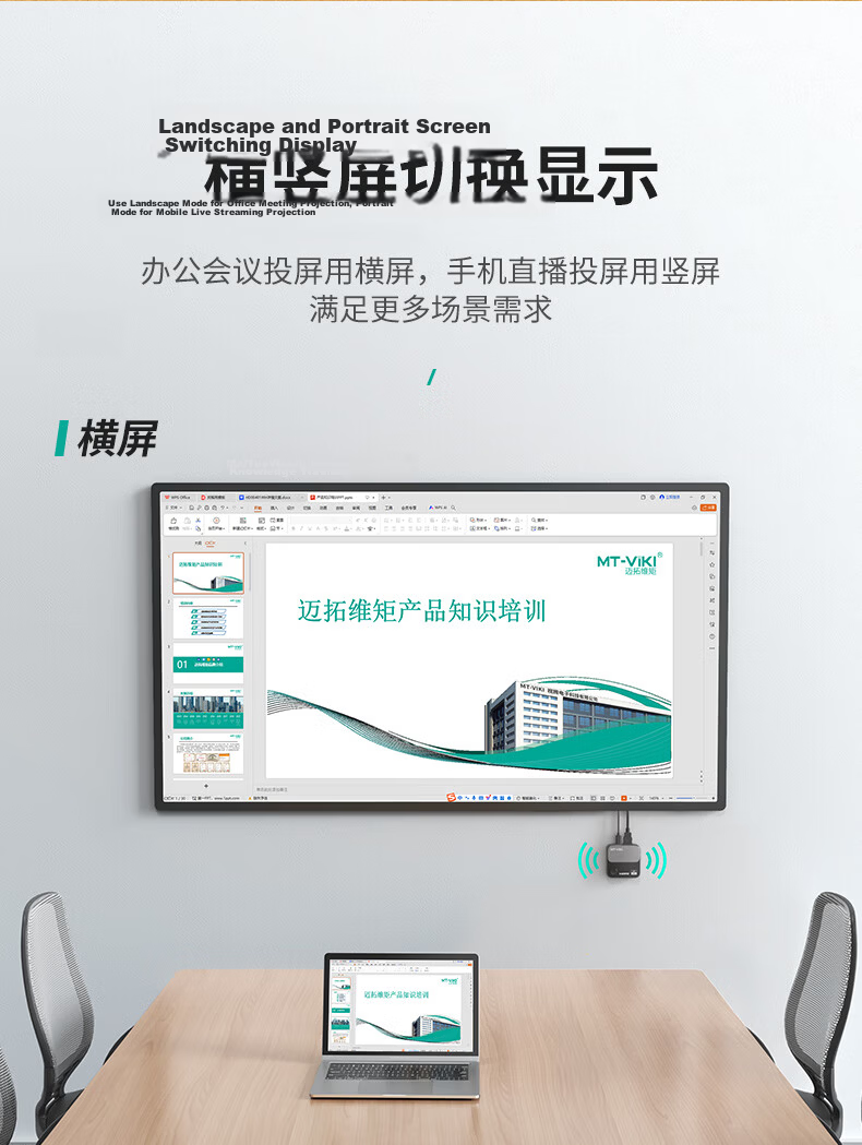MT-viki HDMI Wireless Screen Mirroring Device HD Conference Screen Sharing Multi-Receiver Laptop to TV Projector MT-WX1 5