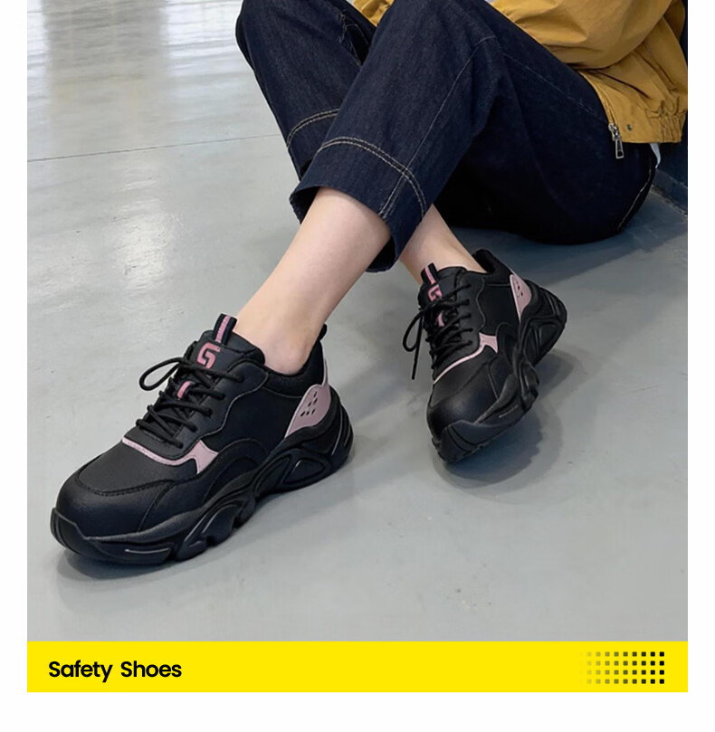 Jingtu Women's Labor Protection Shoes Durable Steel Toe Anti-Smash Anti-Puncture Lightweight Comfortable Safety Work Shoes 5076F Size 36 19