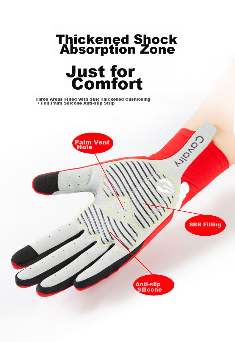 CAVALRY Bicycle Gloves with Wind-Resistant Full Finger Design for Mountain And Road Bikes, Shock-Absorbing Touchscreen Gloves for Men And Women, Spring And Autumn Outdoor Sports Fitness Gloves Cycling Equipment Red XL Size 7