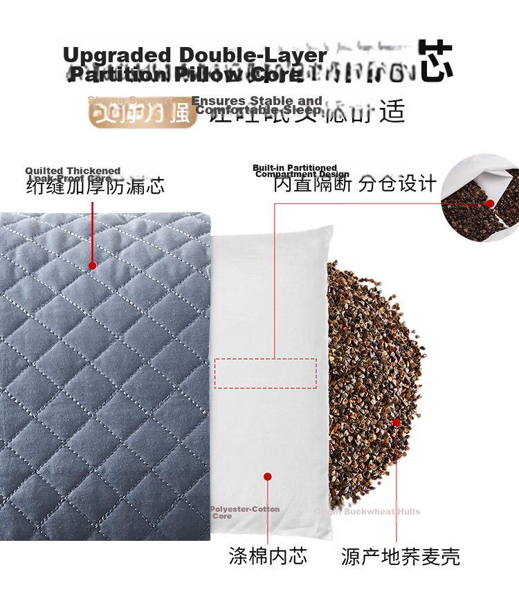 Wuyingongfang, Mu Yin Liangpin Textile Subsidiary, Pure Cotton Buckwheat Pillow, 100% All Buckwheat Hulls And Buckwheat Skin Pillow Core, Extra Large, White 4