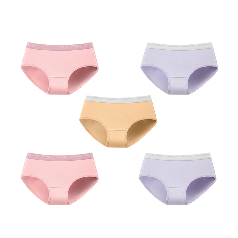 HeyBetter Children's Sweat-Wicking Underwear, Double Antibacterial And Breathable, No Pinching, Skin Pink/pear Yellow, Size 140