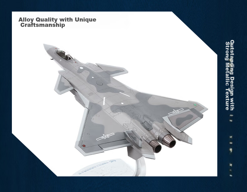 Terebo Aviation Cultural Creative Authentic 1:100 J-20 Fighter Jet Alloy Simulation Aircraft Model Airshow Veteran Commemorative 7