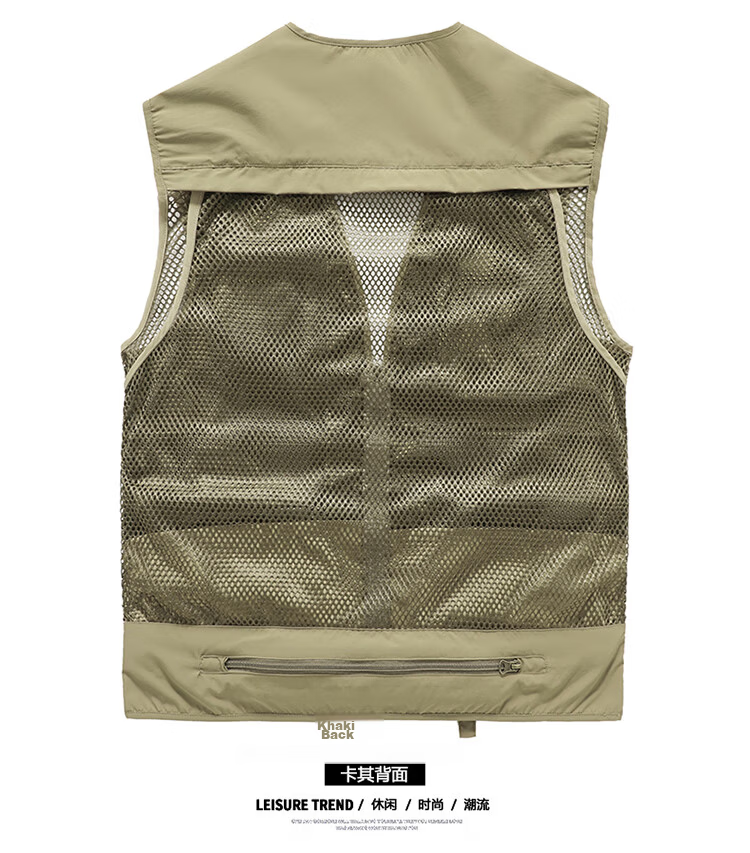 JEEP SPIRIT Men's Work Vest Spring Autumn Fishing Photography Multi-Pocket Jacket Black M 10
